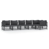 6 Piece Garden Lounge Set with Cushions Anthracite Steel - Front View