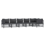 6 Piece Garden Lounge Set with Cushions Anthracite Steel - Side View
