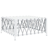 7 Piece Garden Lounge Set with Cushions White Steel - Rear View