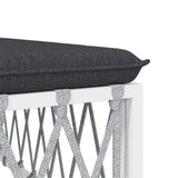 7 Piece Garden Lounge Set with Cushions White Steel - Close-Up Angle