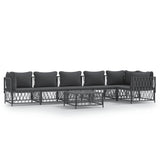 7 Piece Garden Lounge Set with Cushions Anthracite Steel - Front View
