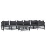 7 Piece Garden Lounge Set with Cushions Anthracite Steel - Side View