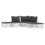 5 Piece Garden Lounge Set with Cushions White Steel