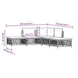 5 Piece Garden Lounge Set with Cushions White Steel