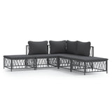 5 Piece Garden Lounge Set with Cushions Anthracite Steel - Front View