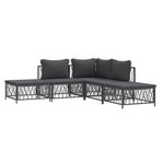 5 Piece Garden Lounge Set with Cushions Anthracite Steel