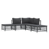 5 Piece Garden Lounge Set with Cushions Anthracite Steel - Side View