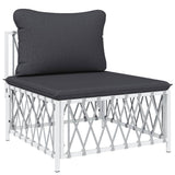 8 Piece Garden Lounge Set with Cushions White Steel - 45-Degree Angle