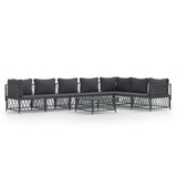 8 Piece Garden Lounge Set with Cushions Anthracite Steel