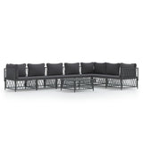 8 Piece Garden Lounge Set with Cushions Anthracite Steel - Front View