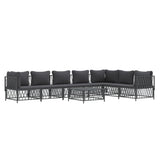 8 Piece Garden Lounge Set with Cushions Anthracite Steel