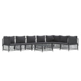 8 Piece Garden Lounge Set with Cushions Anthracite Steel - Side View
