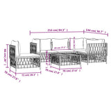 6 Piece Garden Lounge Set with Cushions White Steel