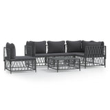 6 Piece Garden Lounge Set with Cushions Anthracite Steel - Front View