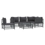 6 Piece Garden Lounge Set with Cushions Anthracite Steel - Side View