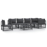 7 Piece Garden Lounge Set with Cushions Anthracite Steel - Front View