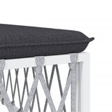 8 Piece Garden Lounge Set with Cushions White Steel - Close-Up Angle