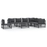 8 Piece Garden Lounge Set with Cushions Anthracite Steel - Front View