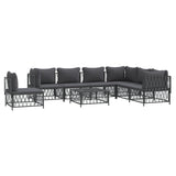 8 Piece Garden Lounge Set with Cushions Anthracite Steel - Side View