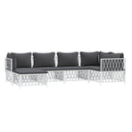 6 Piece Garden Lounge Set with Cushions White Steel
