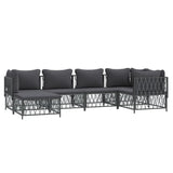 6 Piece Garden Lounge Set with Cushions Anthracite Steel - Side View