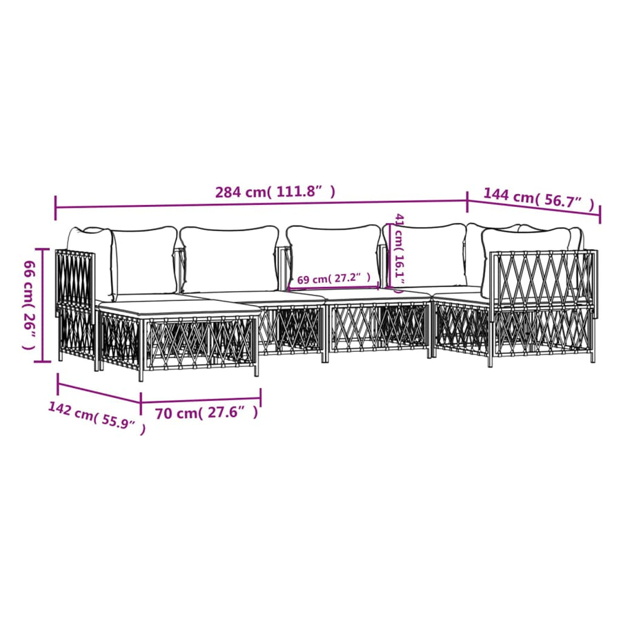 6 Piece Garden Lounge Set with Cushions Anthracite Steel