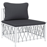 7 Piece Garden Lounge Set with Cushions White Steel - Top-Down View