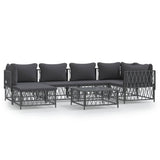 7 Piece Garden Lounge Set with Cushions Anthracite Steel - Front View