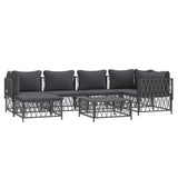 7 Piece Garden Lounge Set with Cushions Anthracite Steel - Side View