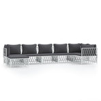7 Piece Garden Lounge Set with Cushions White Steel