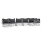 7 Piece Garden Lounge Set with Cushions White Steel