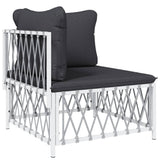 7 Piece Garden Lounge Set with Cushions White Steel - Top-Down View