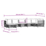 7 Piece Garden Lounge Set with Cushions White Steel