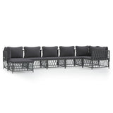7 Piece Garden Lounge Set with Cushions Anthracite Steel - Front View
