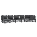 7 Piece Garden Lounge Set with Cushions Anthracite Steel - Side View