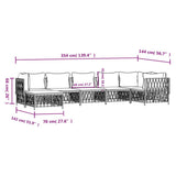 7 Piece Garden Lounge Set with Cushions Anthracite Steel