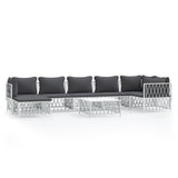 8 Piece Garden Lounge Set with Cushions White Steel - Front View