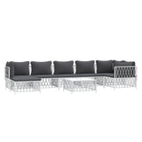 8 Piece Garden Lounge Set with Cushions White Steel - Side View