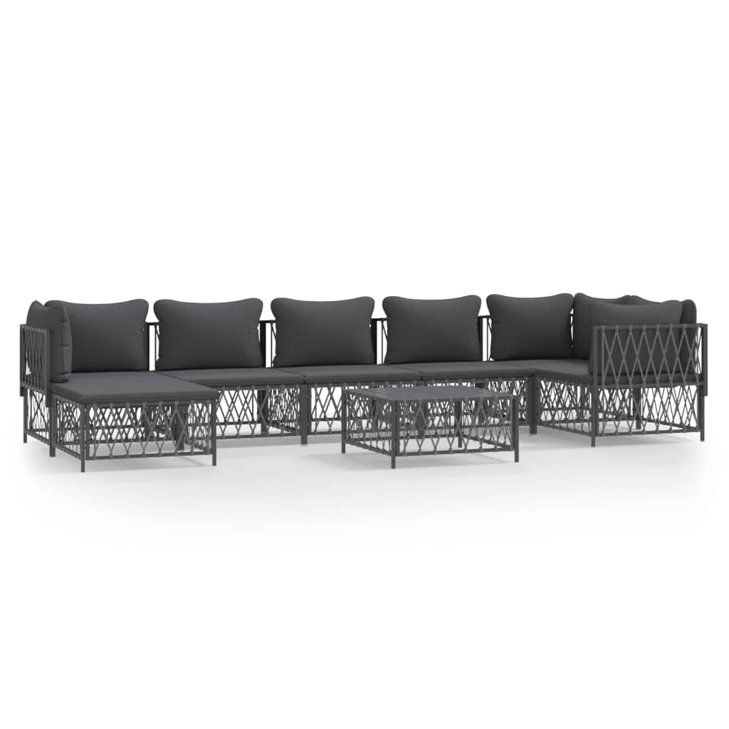 8 Piece Garden Lounge Set with Cushions Anthracite Steel