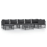 8 Piece Garden Lounge Set with Cushions Anthracite Steel - Front View