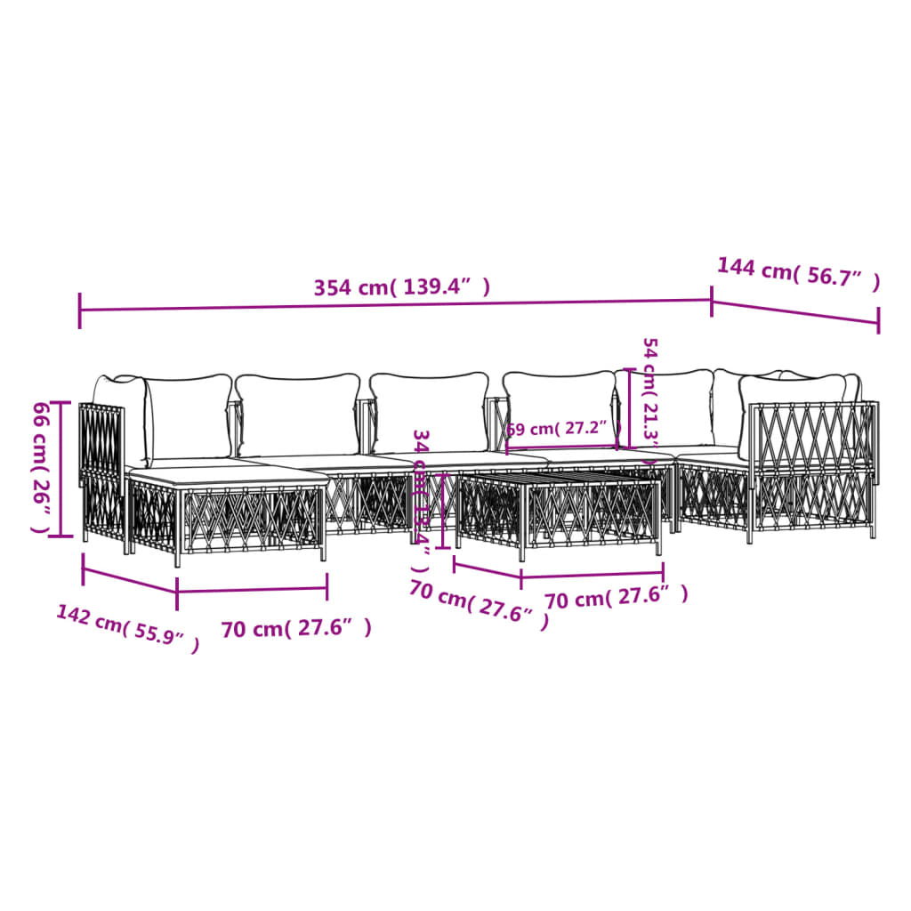 8 Piece Garden Lounge Set with Cushions Anthracite Steel