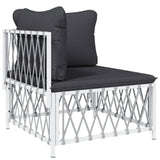 6 Piece Garden Lounge Set with Cushions White Steel - Top-Down View