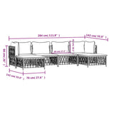 6 Piece Garden Lounge Set with Cushions White Steel - Extra Image