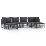 6 Piece Garden Lounge Set with Cushions Anthracite Steel - Front View