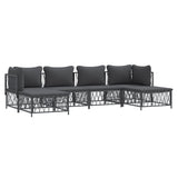 6 Piece Garden Lounge Set with Cushions Anthracite Steel - Side View