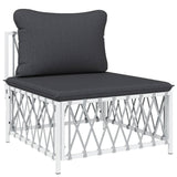 7 Piece Garden Lounge Set with Cushions White Steel - 45-Degree Angle
