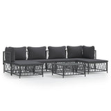 7 Piece Garden Lounge Set with Cushions Anthracite Steel - Front View