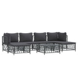 7 Piece Garden Lounge Set with Cushions Anthracite Steel - Side View