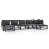 7 Piece Garden Lounge Set with Cushions Anthracite Steel - Front View