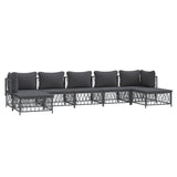 7 Piece Garden Lounge Set with Cushions Anthracite Steel - Side View